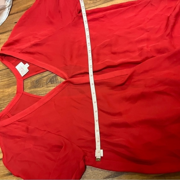 Parker Mae Red Silk Wrap Effect Top XS S1 - Picture 3 of 7